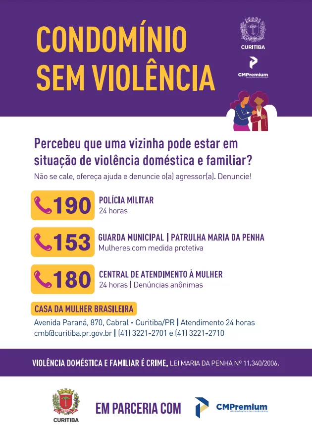 Campanha condomínio sem violência CMPremium Administradora de Condomínio em Curitiba 